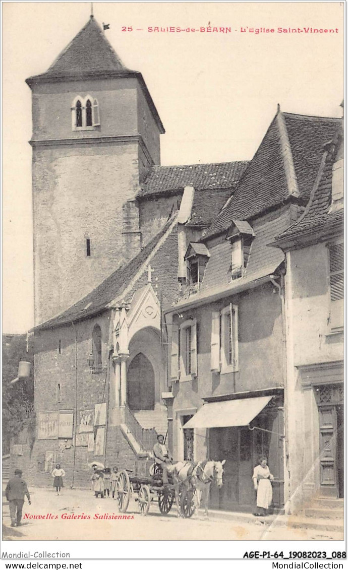 AGEP1-64-0045 - SALIES-DE-BEARN - L'église Saint-vincent - Nouvelles Galeries Salisiennes - Vendue En L'état - Salies De Bearn