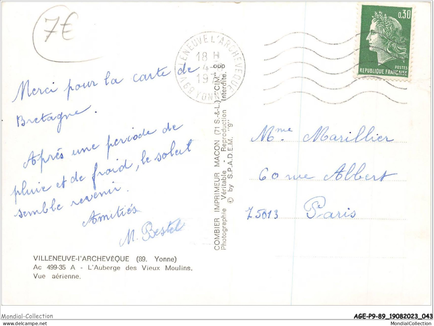 AGEP9-89-0834 - VILLENEUVE-L'ARCHEVEQUE - L'auberge Des Vieux Moulins - Vue Aérienne - Villeneuve-l'Archevêque