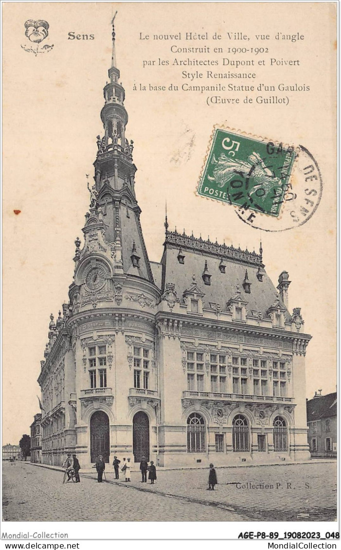 AGEP8-89-0709 - SENS - Le Nouvel Hôtel De Ville - Vue D'angle Construit En 1900-1902  - Sens