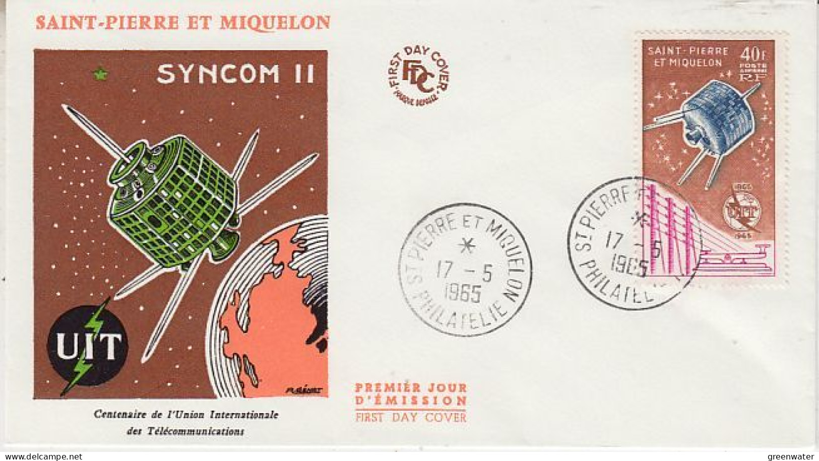 Saint Pierre Et Miquelon UIT/ITU Syncom II FDC 1965 (OO156) - America Del Nord