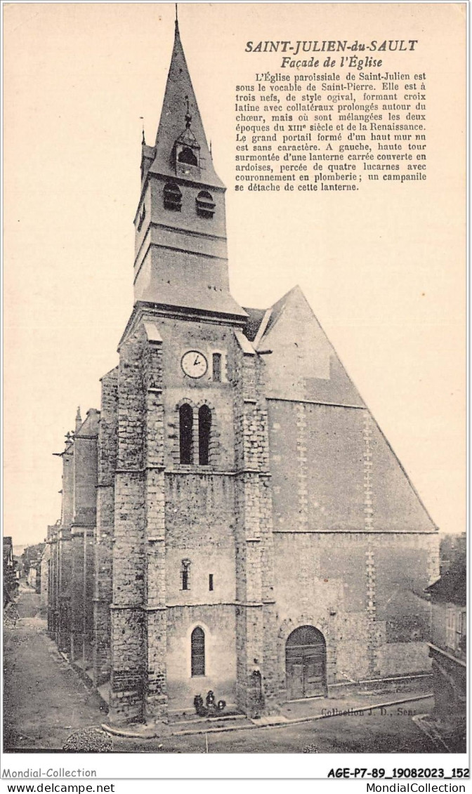 AGEP7-89-0657 - SAINT-JULIEN-du-SAULT - Façade De L'église - Saint Julien Du Sault