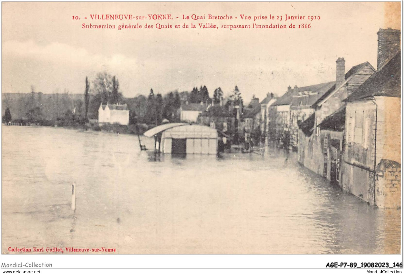 AGEP7-89-0654 - VILLENEUVE-sur-YONNE - Le Quai Bretoche - Vue Prise Le 23 Janvier 1910 - Villeneuve-sur-Yonne