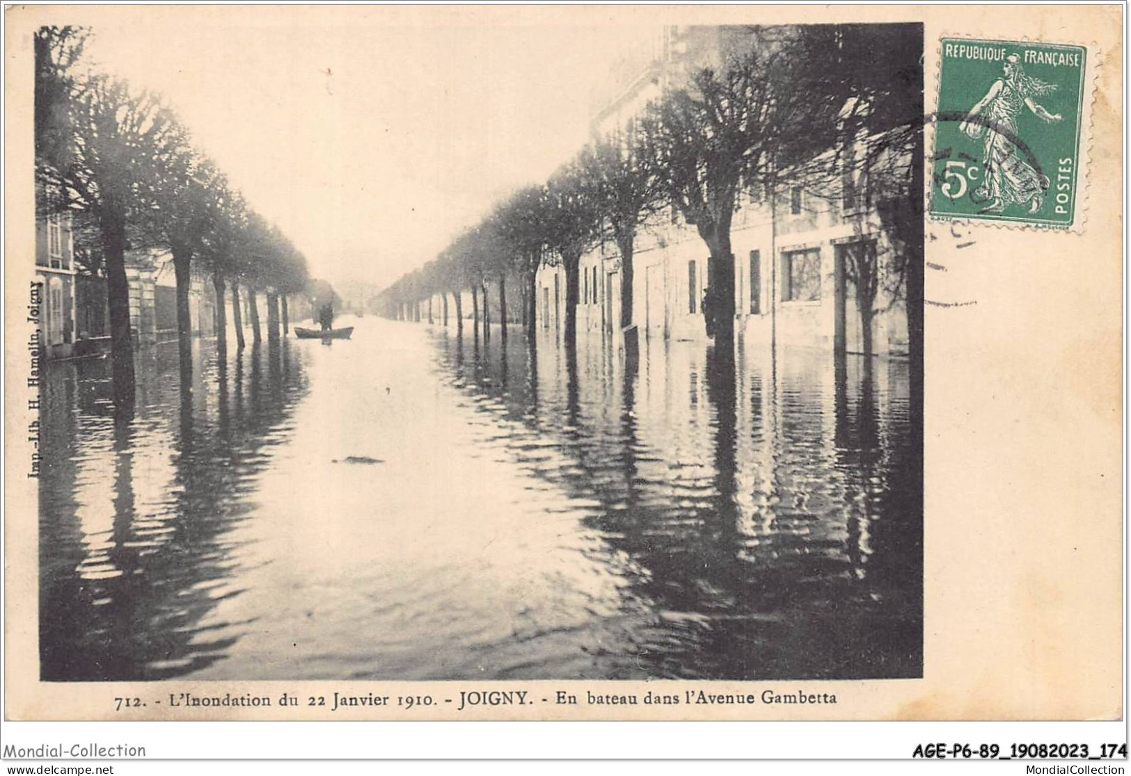 AGEP6-89-0568 - L'inondation Du 22 Janvier 1910 - JOIGNY - En Bateau Dans L'avenue Gambetta - Joigny