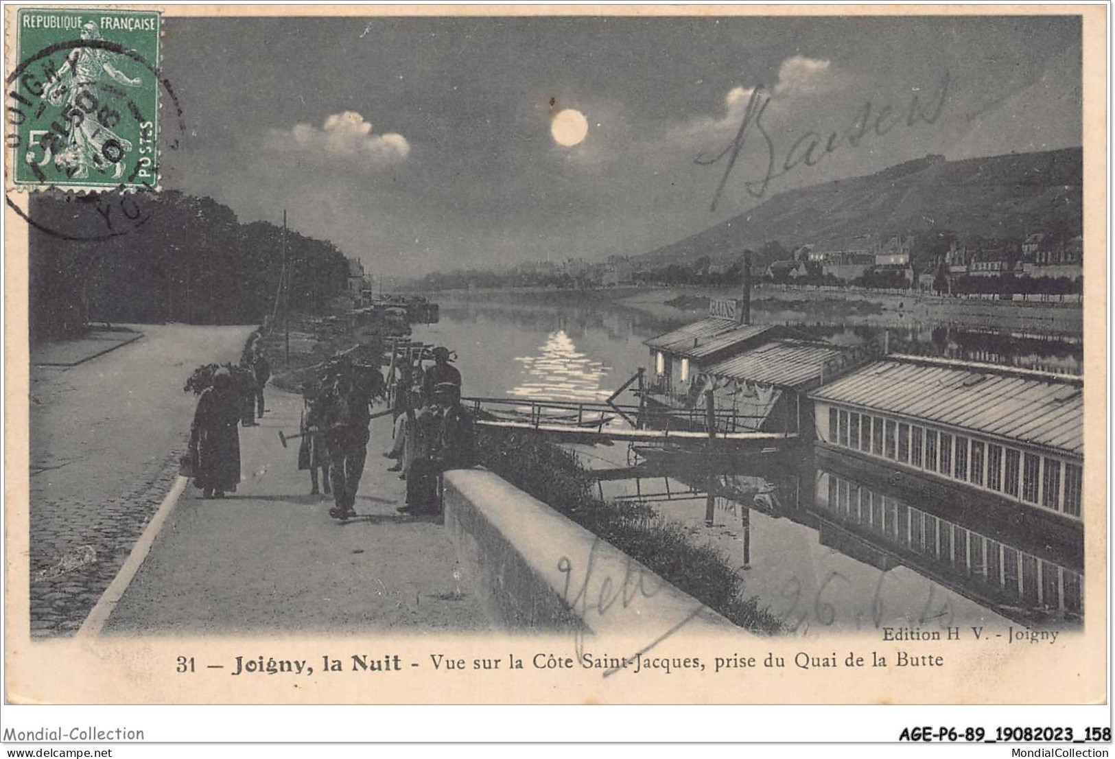 AGEP6-89-0560 - JOIGNY - La Nuit - Vue Sur La Côte Saint-jacques - Prise Du Quai De La Butte - Joigny