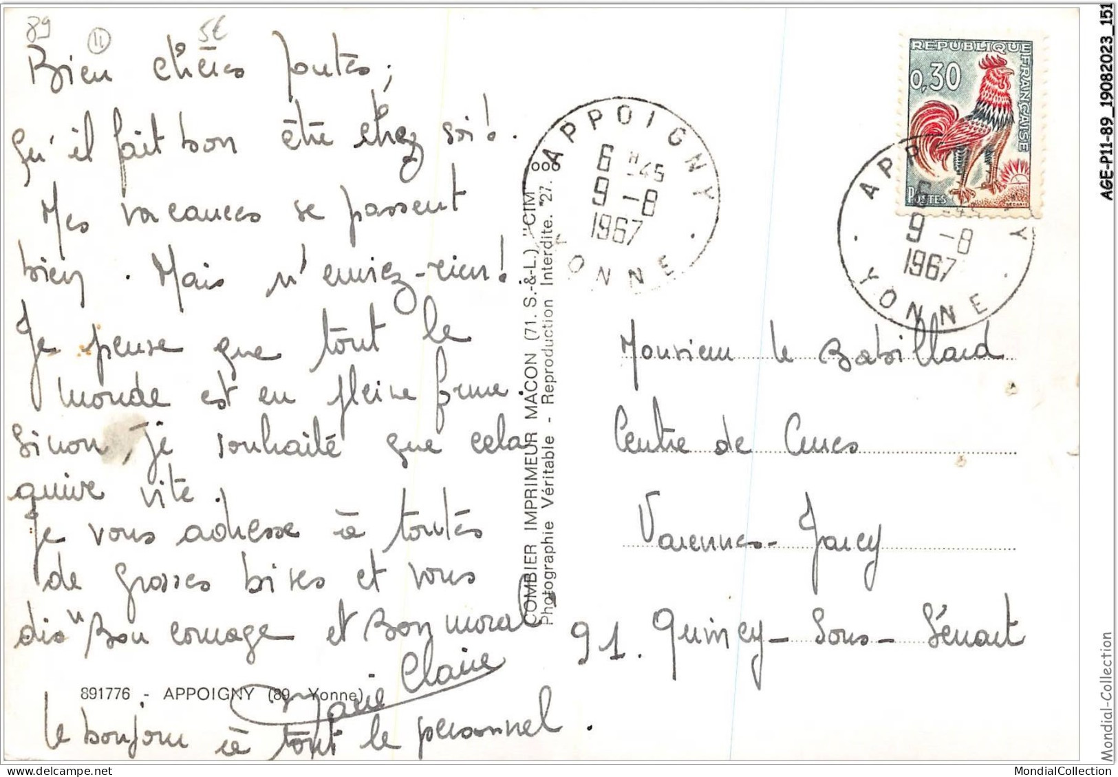 AGEP11-89-1011 - APPOIGNY - Yonne - Vue Générale - Appoigny