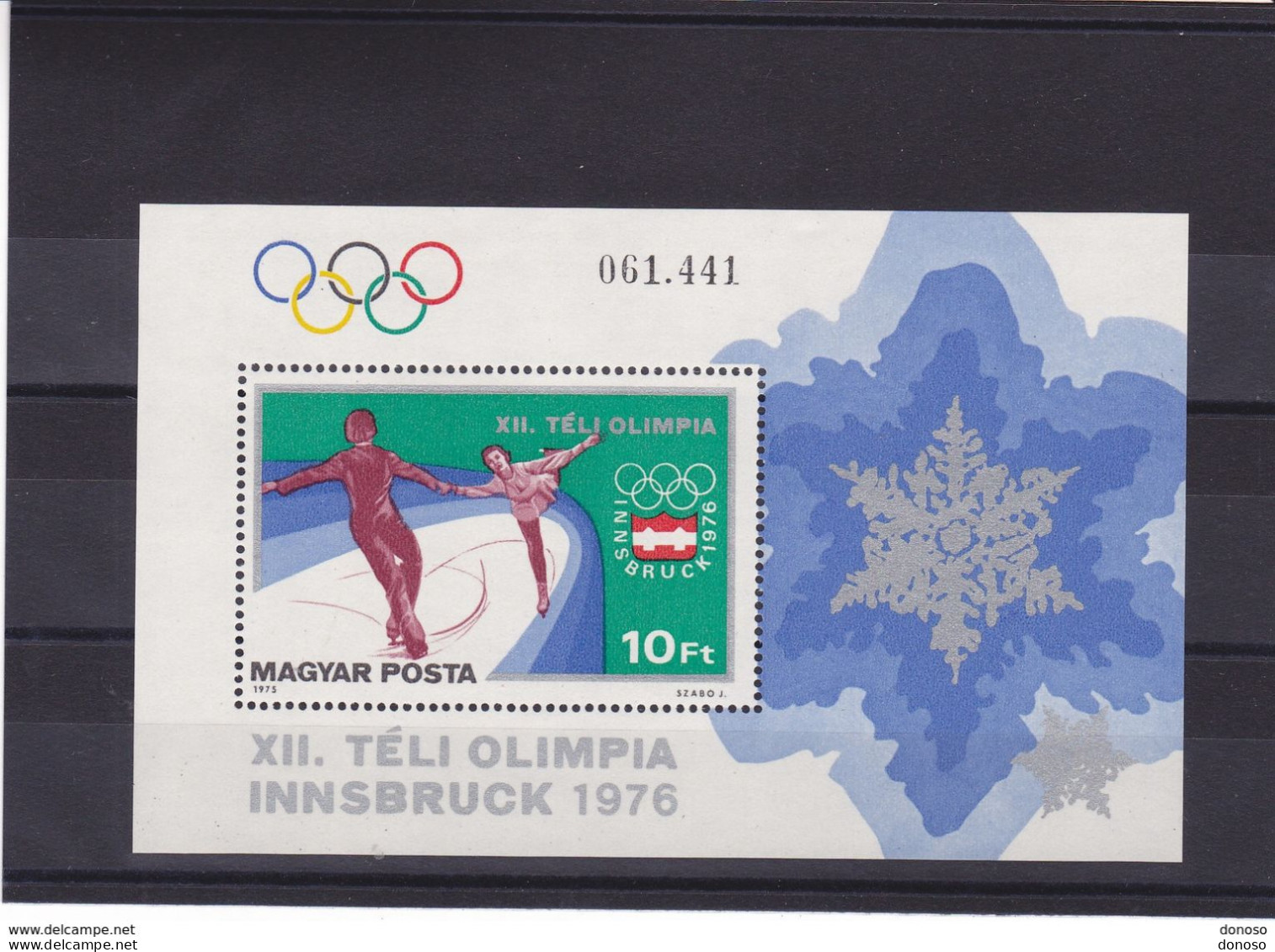 HONGRIE 1975 JEUX OLYMPIQUES INNSBRUCK  PATINAGE Yvert BF 122, Michel Bl 116 NEUF** MNH Cote Yv 6 Euros - Blocs-feuillets