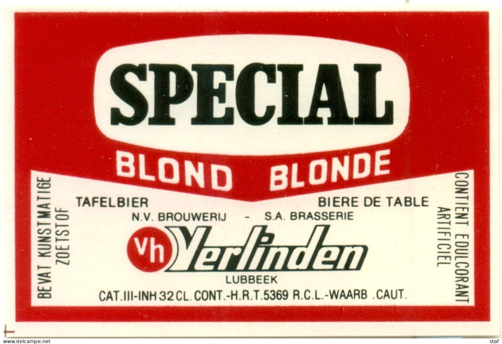Oud Etiket Bier Special Blond - Brouwerij / Brasserie Verlinden Te Lubbeek - Birra