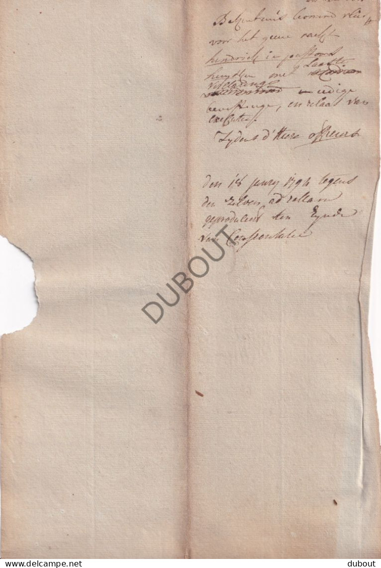 Neeroeteren - Manuscript  1793-1794 - Betreffende Gevangene Lenert Vlies (V3101) - Manuscritos