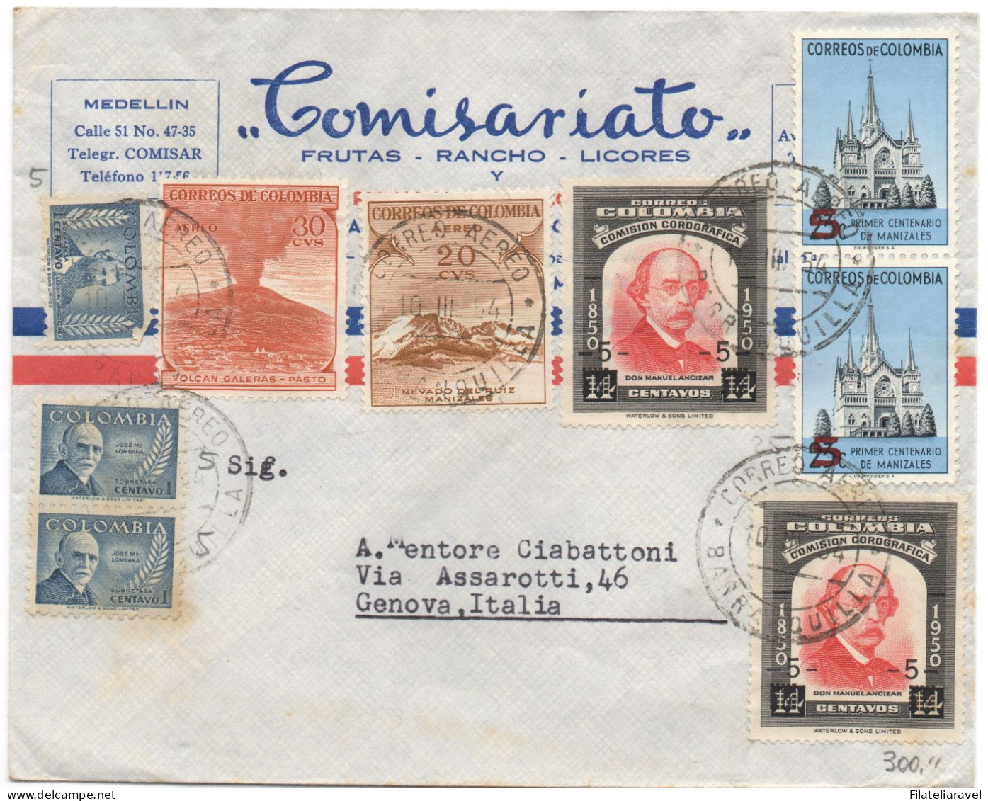 COLUMBIA  - Piccolo lotto di  17  lettere di posta aerea. Tutte viaggiate. Tutte diverse.