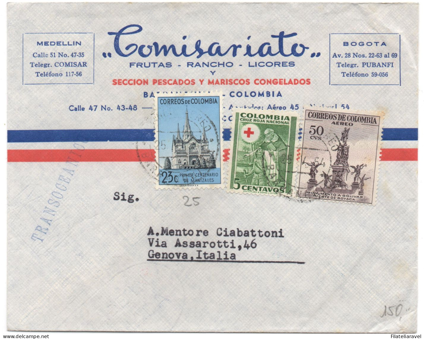 COLUMBIA  - Piccolo lotto di  17  lettere di posta aerea. Tutte viaggiate. Tutte diverse.