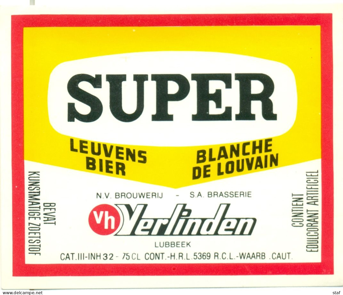 Oud Etiket Bier Super Leuvens Bier - Brouwerij / Brasserie Verlinden Te Lubbeek - Birra