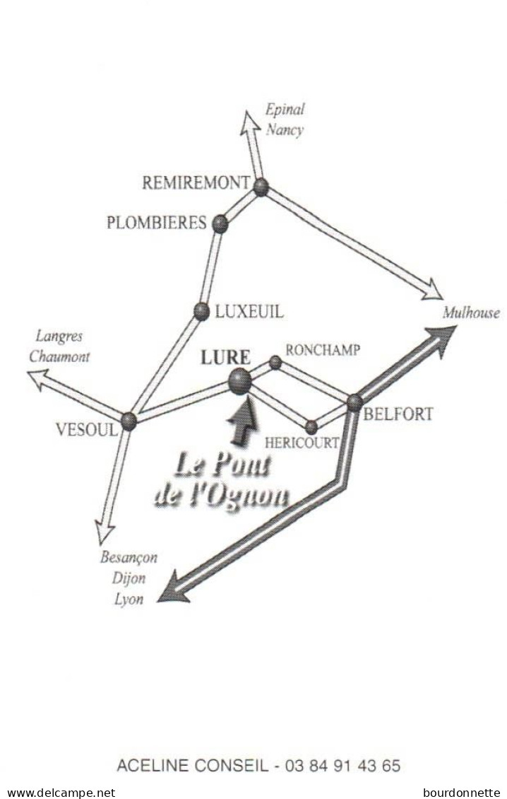70  -  LURE   -PUB - CARTE VISITE -RESTAURANT LE PONT DE L'OGNON - Lure