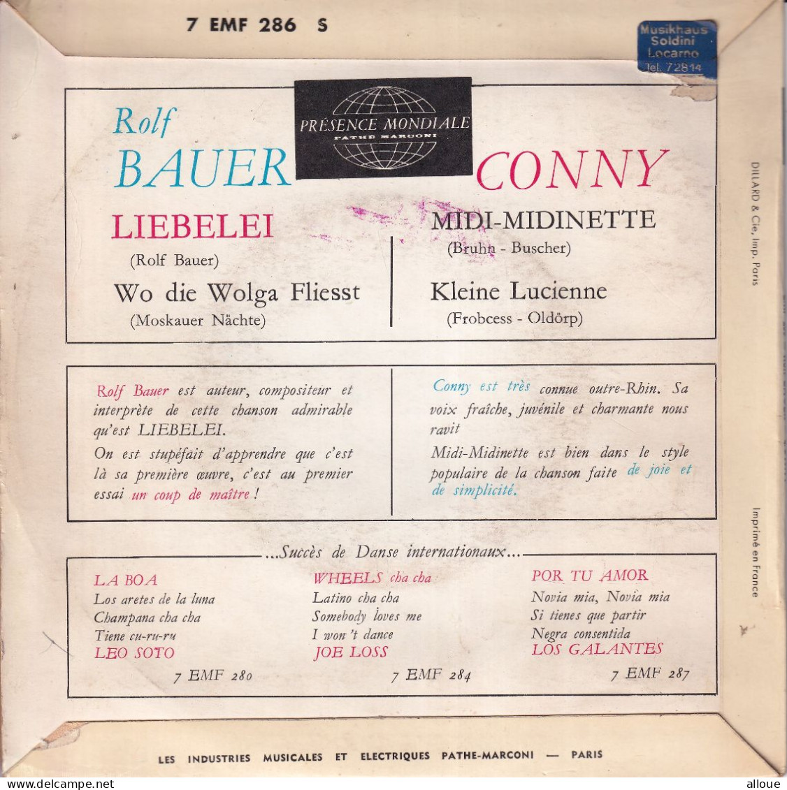 ROLF BAUER / CONNY - FR EP - LIEBELEI + 3 - Otros - Canción Alemana