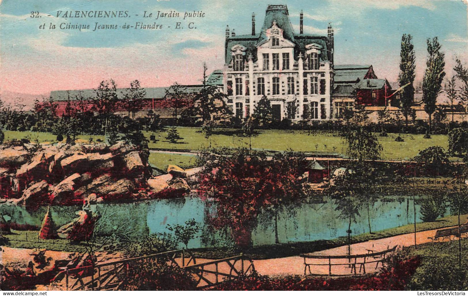 FRANCE - Valenciennes - Le Jardin Public Et La Clinique Jeanne De Flandre - EC - Colorisé - Carte Postale Ancienne - Valenciennes