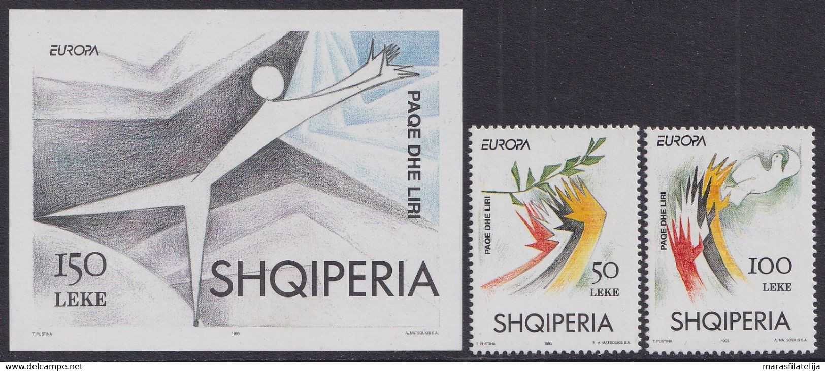 Albania, 1995, Europa CEPT, Peace & Liberty, Set + Souvenir Sheet - Albanie