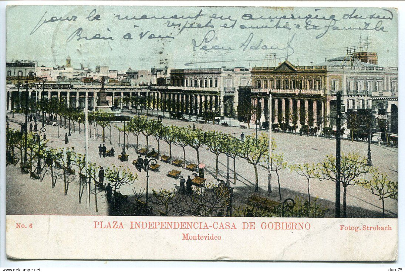 URUGUAY Dos Simple Voir Timbres Oblitération Montévidéo 1907 * MONTÉVIDÉO Plaza Independencia Casa De Gobierno - Uruguay