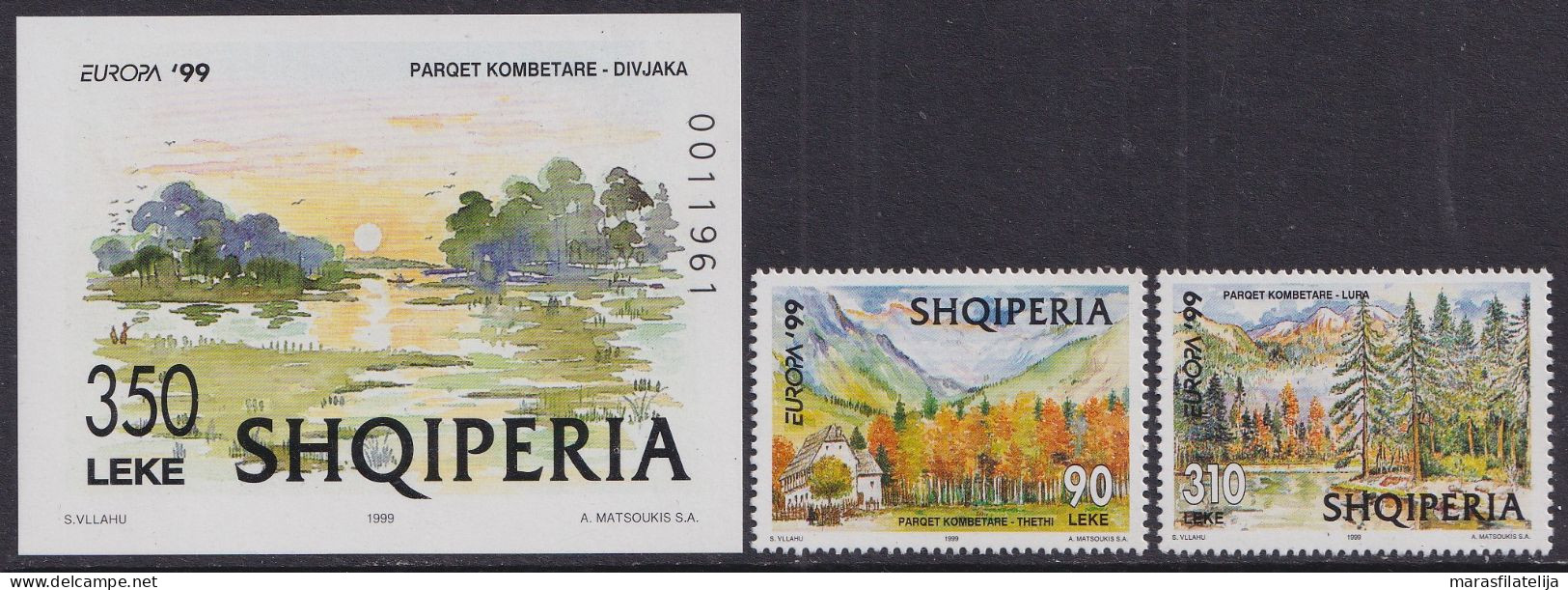 Albania, 1999, Europa CEPT, Nature Preservation, Set + Souvenir Sheet - Albanien