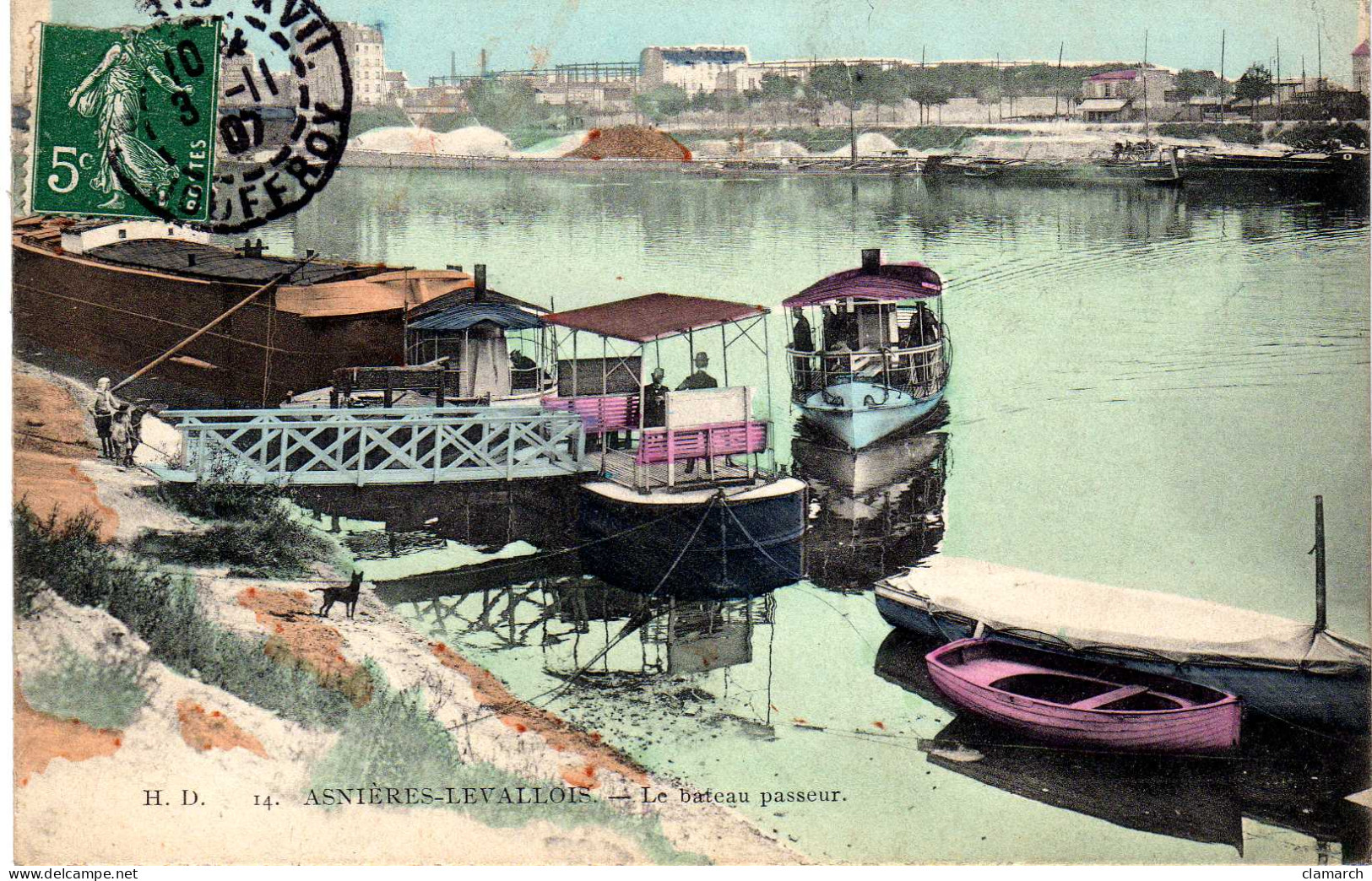 HTS DE SEINE-Asnières-Levallois-Le Bateau Passeur (colorisé) HD 14 - Asnieres Sur Seine