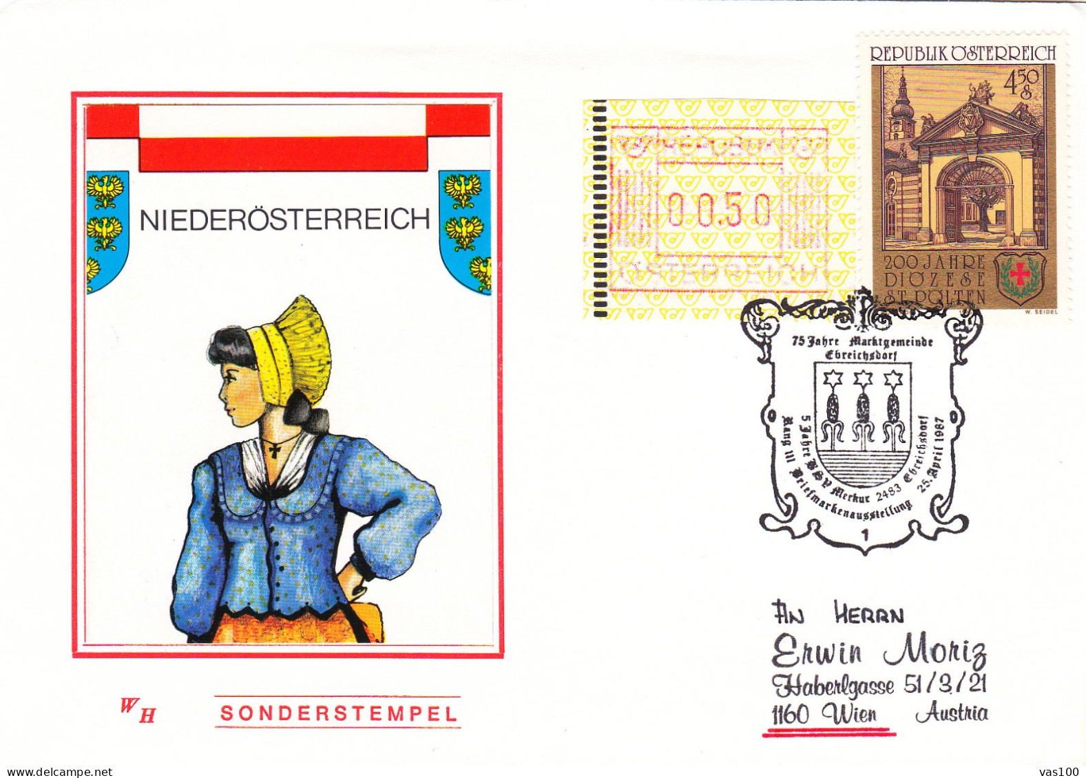 AUSTRIA POSTAL HISTORY / NIEDEROSTERREICH, 25.04.1987 - Storia Postale