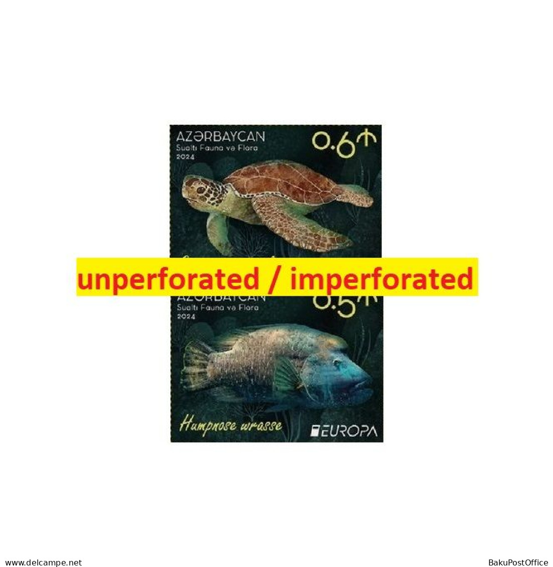 Azerbaijan 2024 CEPT EUROPA Underwater Fauna & Flora 2 Stamps From Sheets IMPERFORATED / UNPERFORATED - Azerbaïdjan