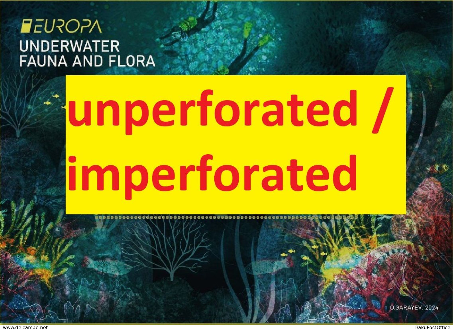 Azerbaijan 2024 CEPT EUROPA Underwater Fauna & Flora Minisheet IMPERFORATED / UNPERFORATED - Aserbaidschan