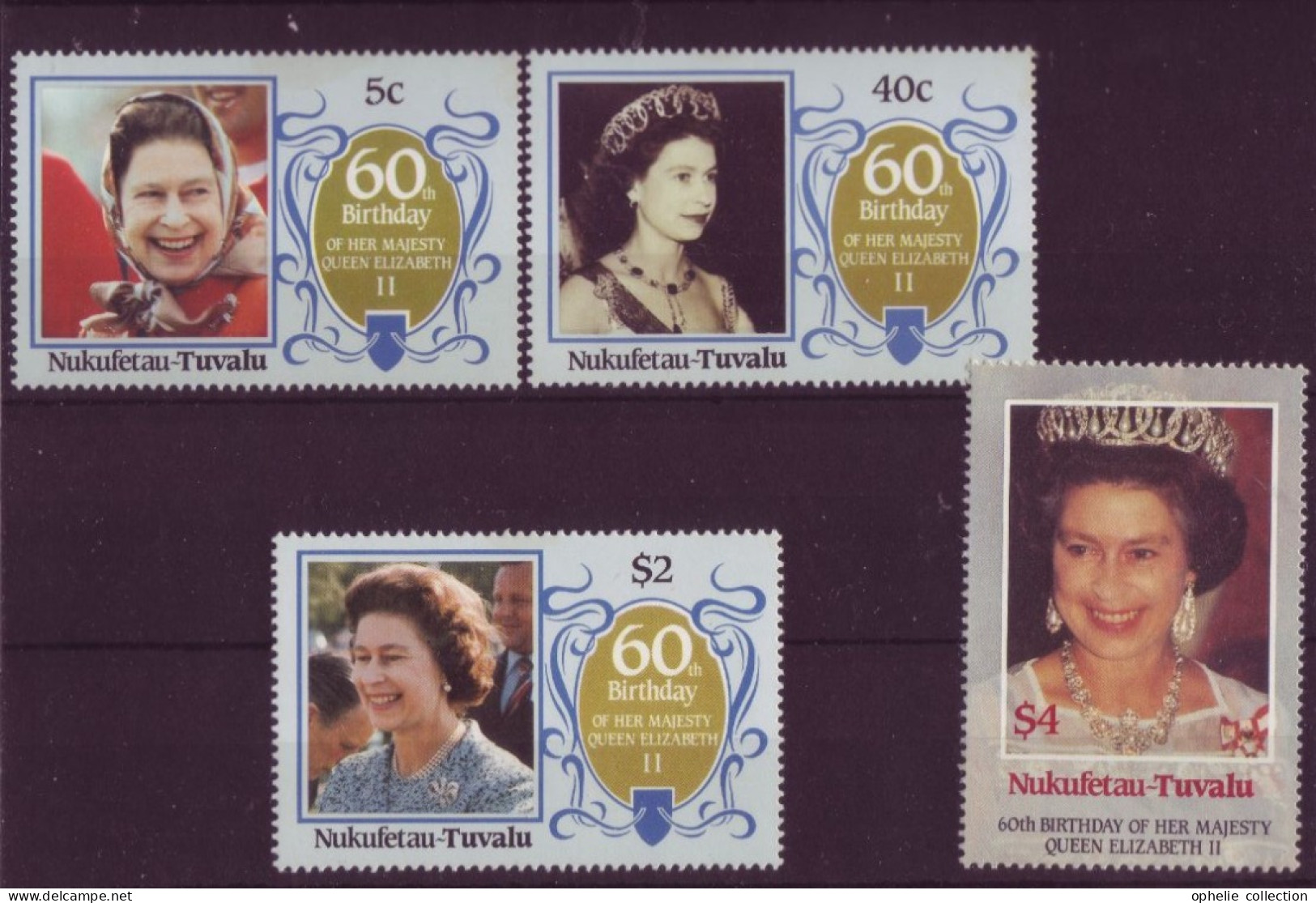 Océanie - Nukulaelae Tuvalu - 60th Birthday Of Her Majesty Elisabeth II - 4 Timbres Différents - 7273 - Tuvalu (fr. Elliceinseln)