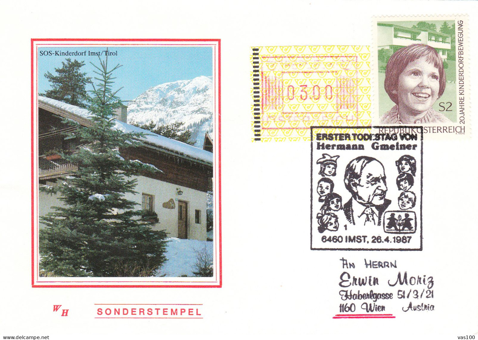 AUSTRIA POSTAL HISTORY / HERMANN GMEINER, 26.04.1987 - Lettres & Documents