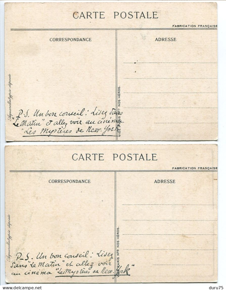 Militaria LOT 2 CPA Couleur Non écrites * NOS HÉROS Chasseur à Cheval 1915 & Infanterie 1915 ( Clairon ) - Régiments