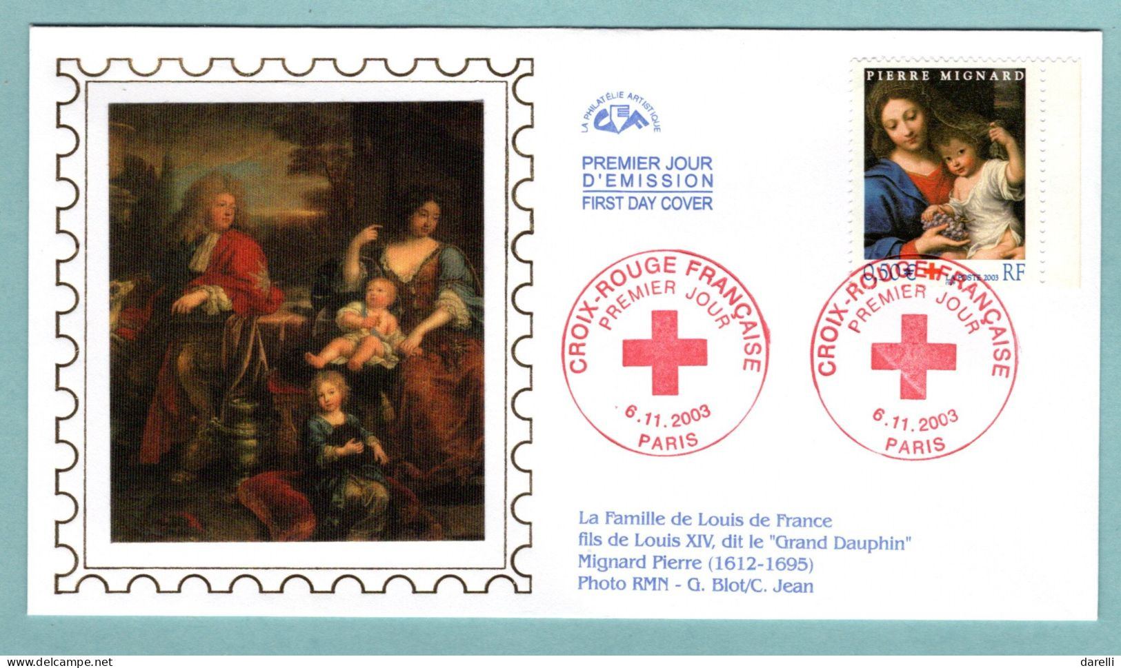 FDC France 2003 - Croix Rouge 2003 - Pierre Mignard « La Vierge à La Grappe » - YT 3620 - Paris - 2000-2009