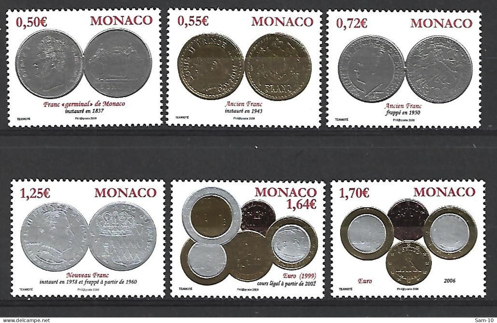 Timbre De Monaco Neuf ** N 2644 / 2649  Vendu Au Prix De La Poste - Unused Stamps
