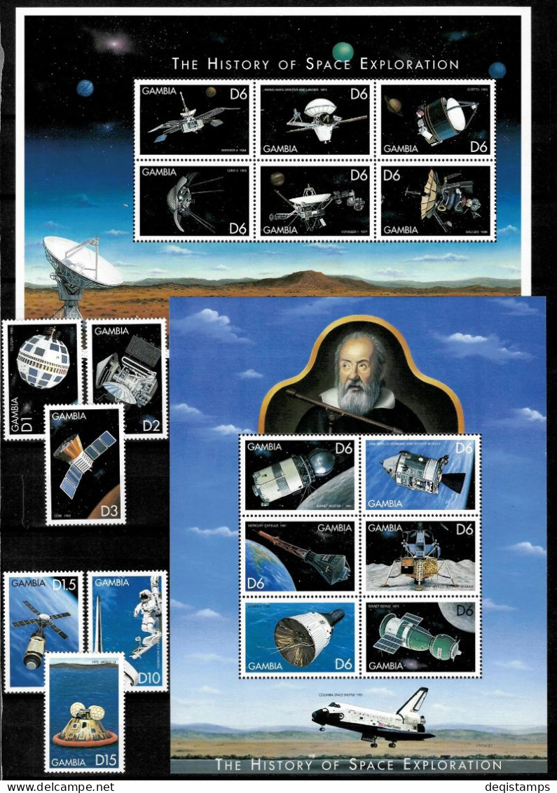Gambia Stamps Year 1999 History Of Space Exploration MNH - Gambie (1965-...)