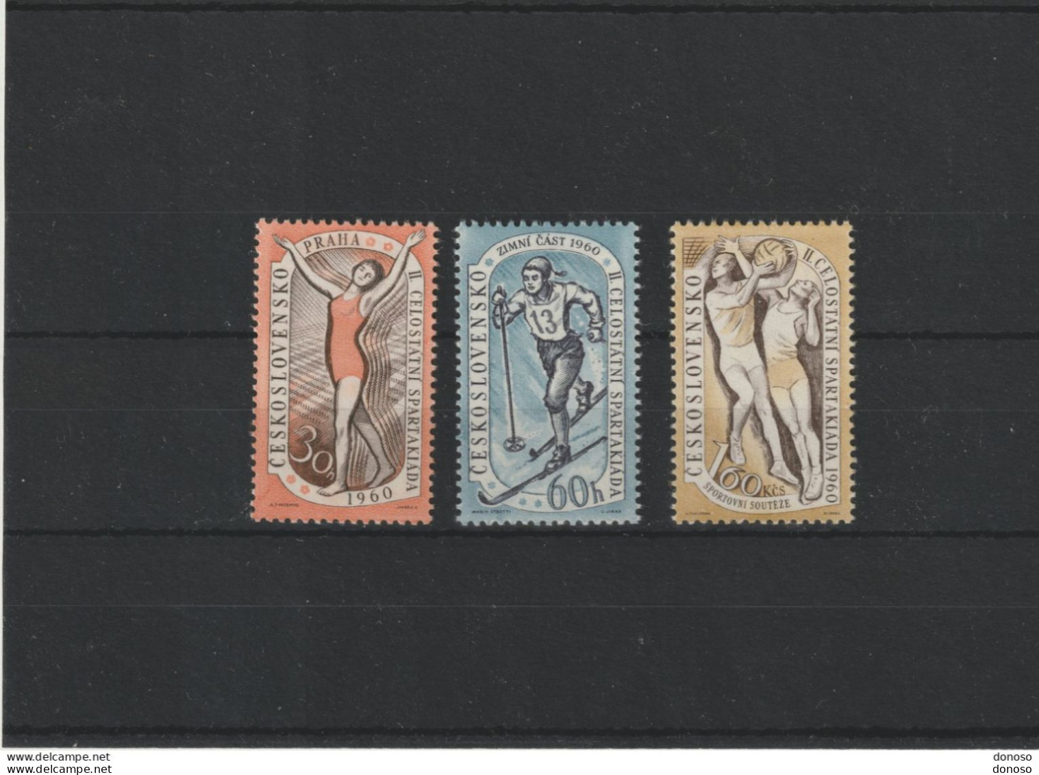 TCHECOSLOVAQUIE 1960 Gymnastique, Ski, Basket-ball Yvert 1059-1061, Michel 1176-1178 NEUF** MNH Cote 4,50 Euros - Unused Stamps