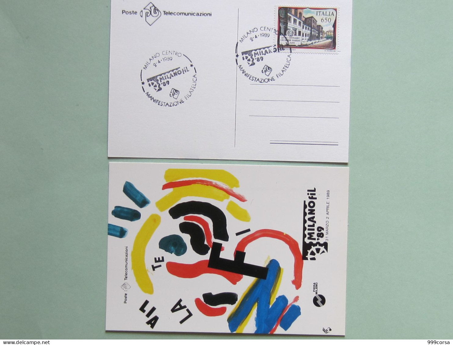 Italia, Filatelia, Milano Fil' 89 (1 Cart. Fronte-retro) - Philatelic Exhibitions