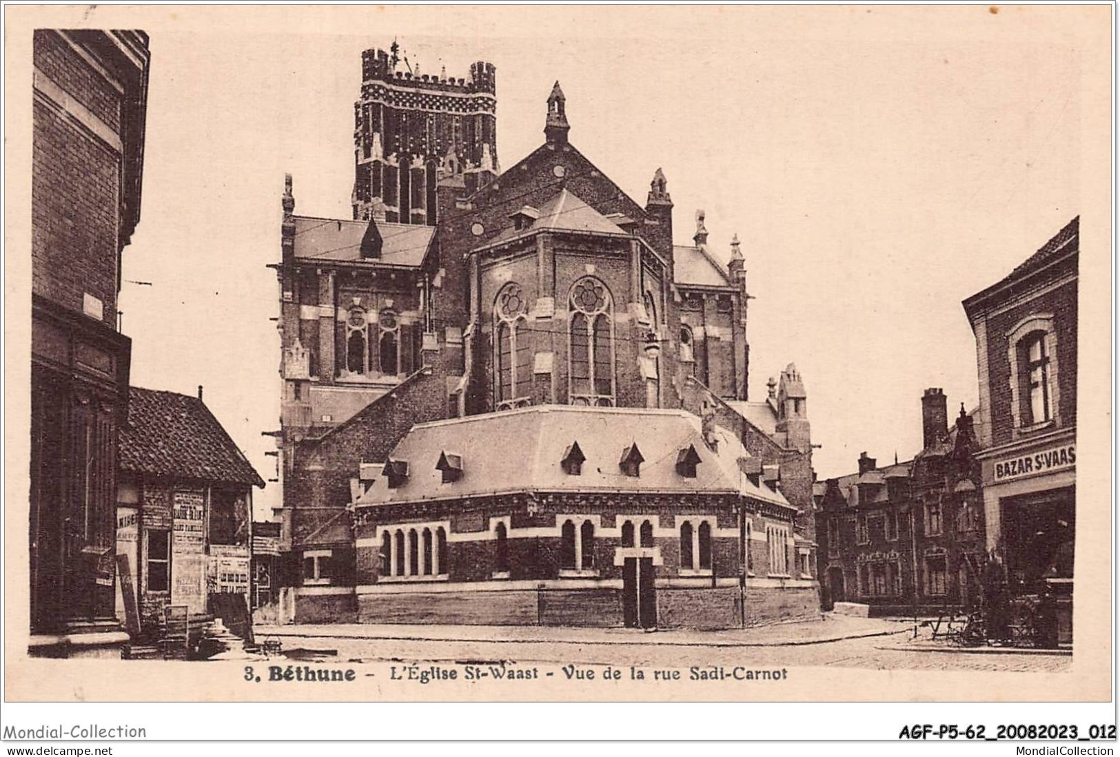 AGFP5-62-0404 - BETHUNE - L'église St-waast - Vue De La Rue Sadi-carnot  - Bethune