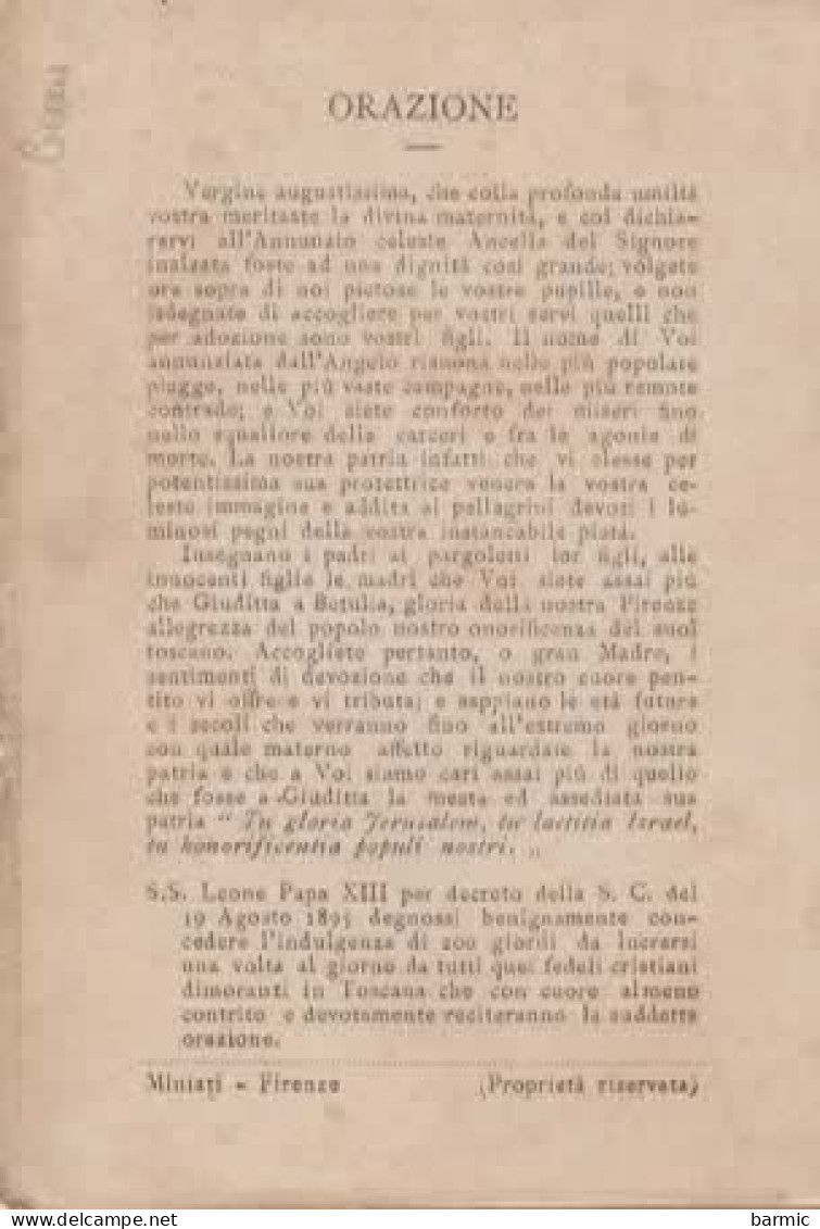 IMAGE RELIGIEUSE, MIRACOLOSA IMMAGINE DELLA ANNUNZIATA DI FIRENZE COULEUR   REF 16125 - Devotion Images