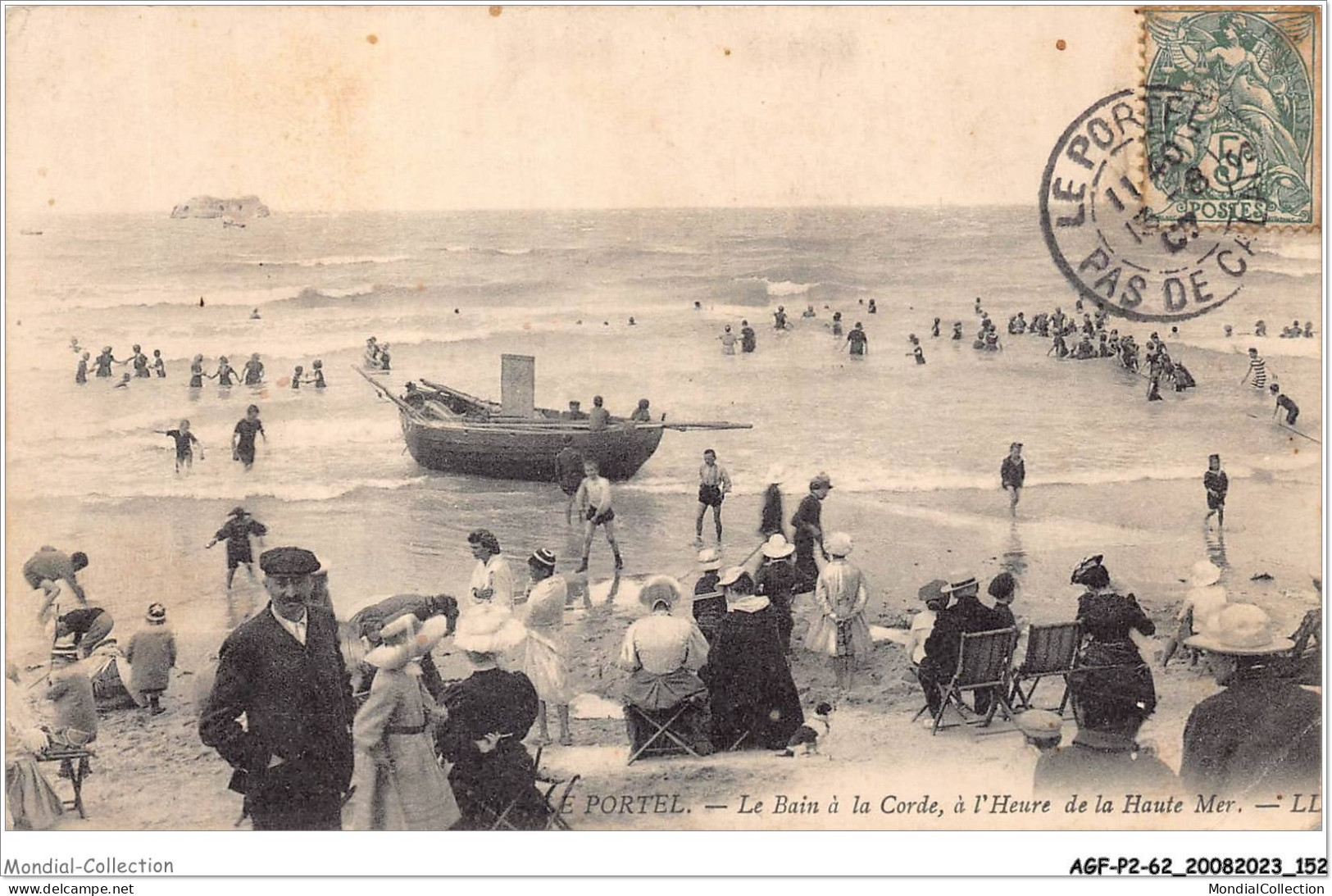 AGFP2-62-0167 - LE PORTEL - Le Bain à La Corde - à L'heure De La Haute Mer  - Le Portel