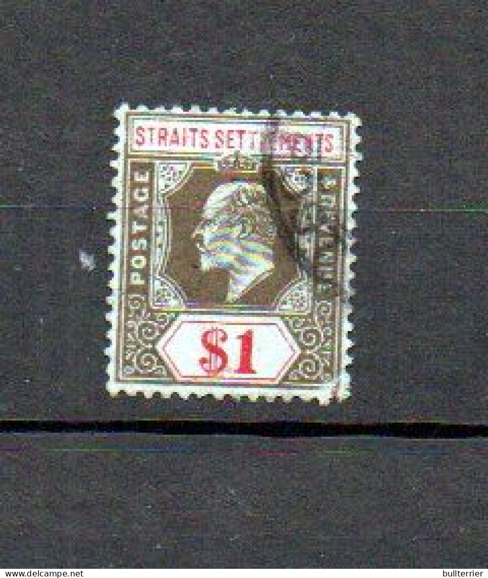STRAITS SETTLEMENTS  -1902 $1 USED , CORNER PERF FAULT  SG £32 - Straits Settlements