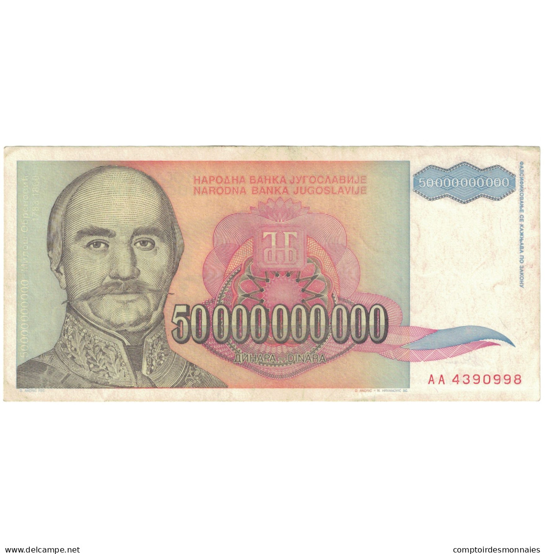 Billet, Yougoslavie, 50,000,000,000 Dinara, 1993, KM:136, TTB - Jugoslawien