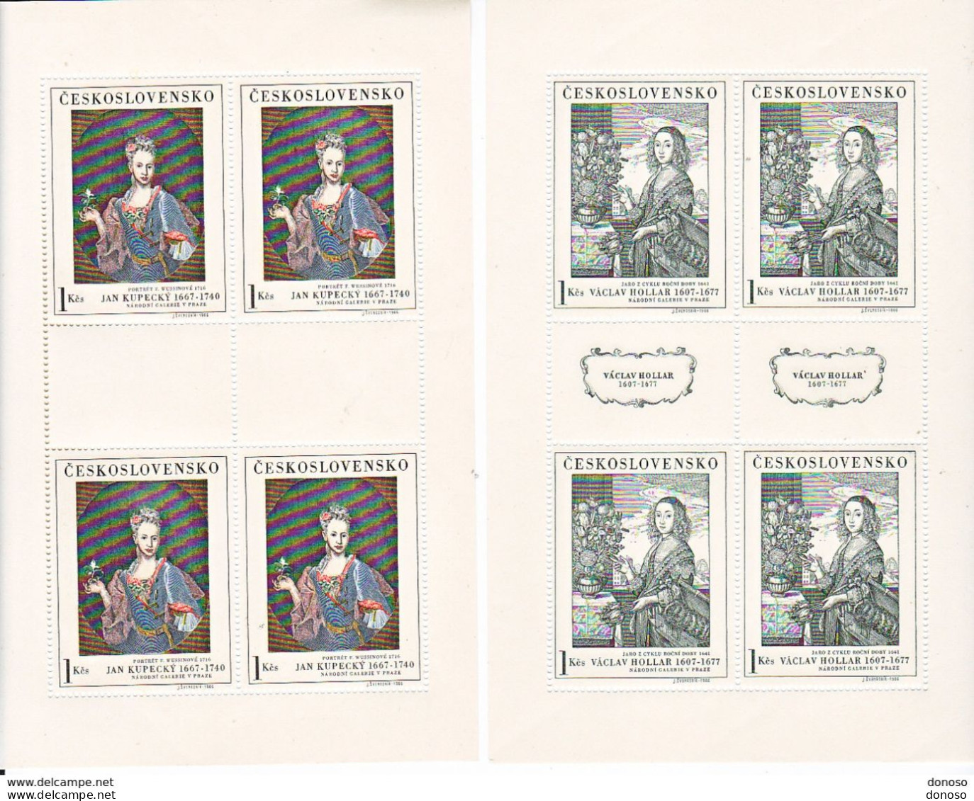 TCHECOSLOVAQUIE 1966 PEINTURES 5 BLOCS DE 4 Yvert 1530-1534, Michel 1668-1672 KB NEUF** MNH Cote Yv 375 Euros - Unused Stamps