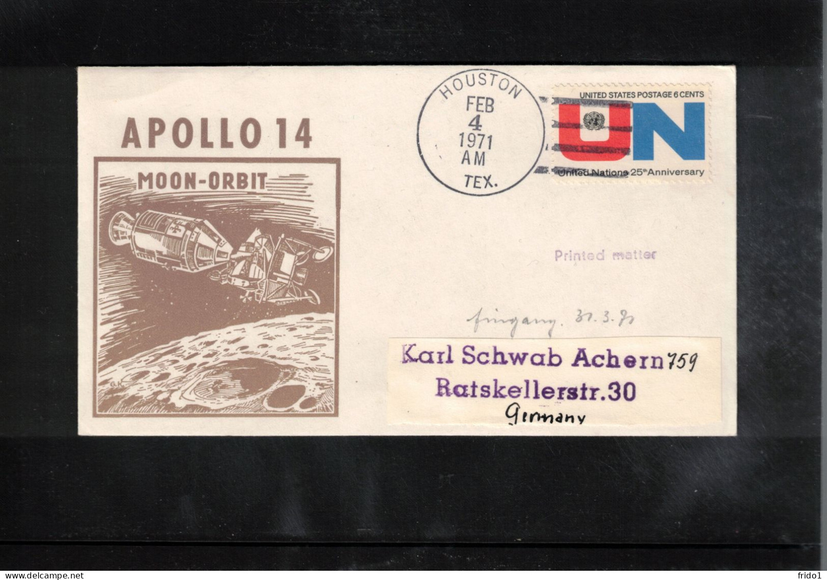 USA 1971 Space / Weltraum - Apollo 14 - Moon Orbit Interesting Cover - Etats-Unis