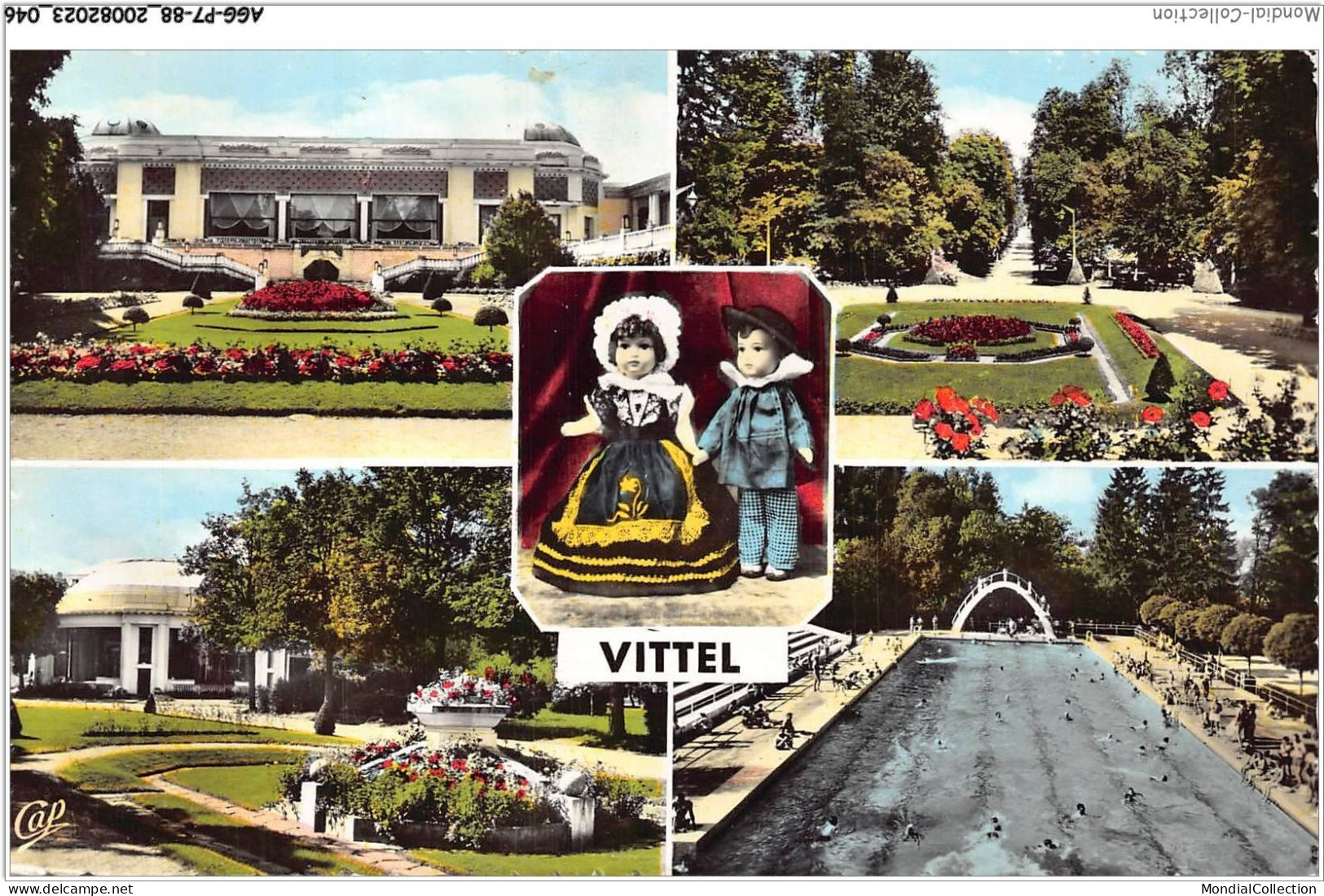 AGGP7-88-0544 - VITTEL - Casino - Pavillon Grande Source - Couple Vosgien - Grand Allée - Piscine - Contrexeville