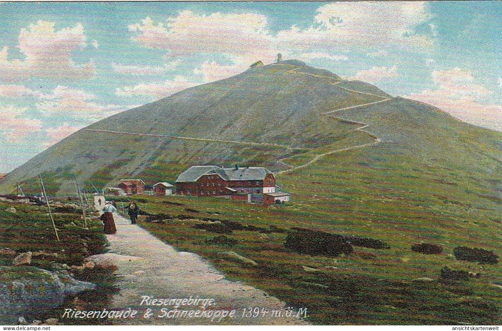 Riesengebirge, Riesenbaude Mit Schneekoppe Ngl #E8933 - Tsjechië