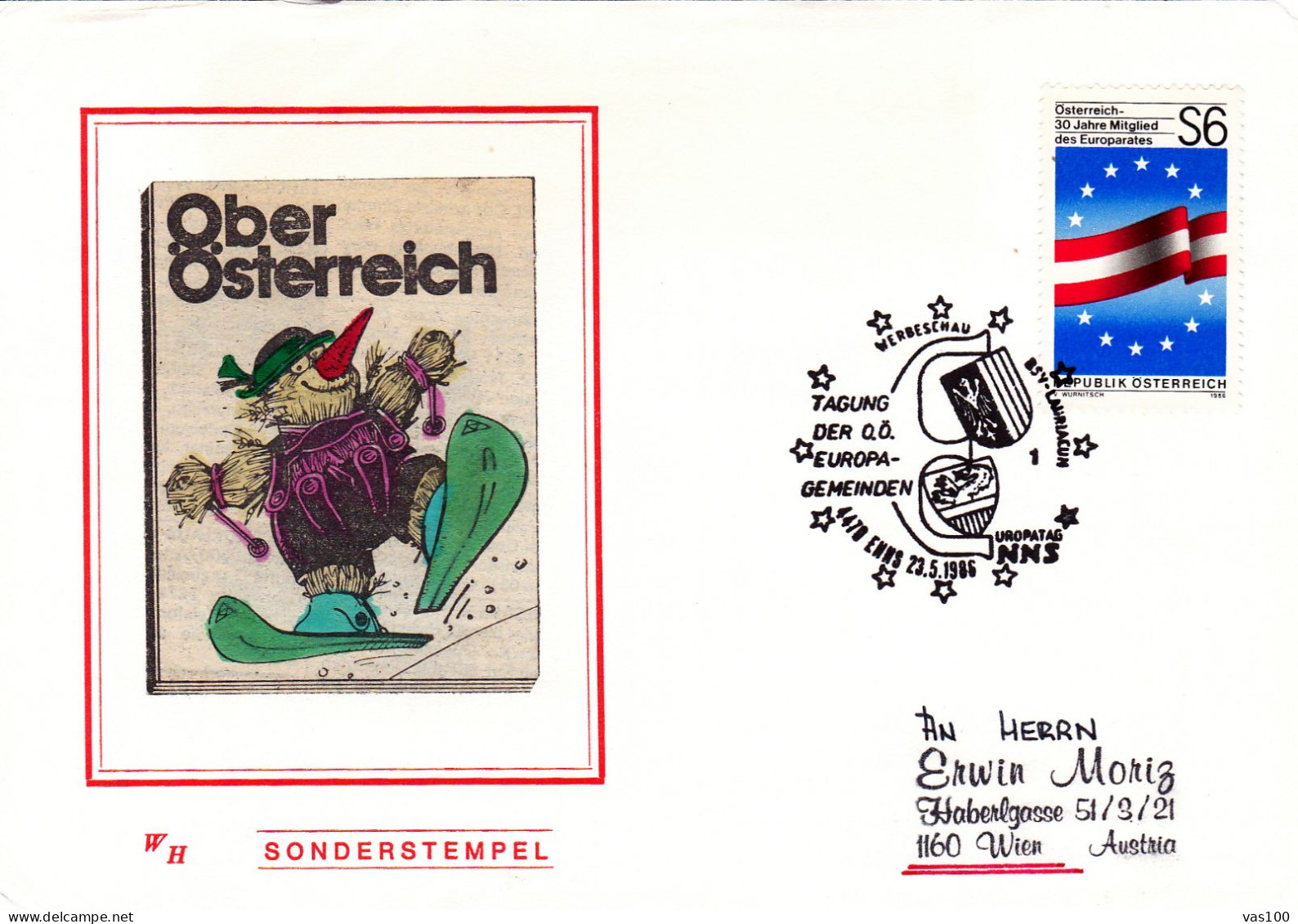 AUSTRIA POSTAL HISTORY / TAGUNG DER O.O EUROPA-GEMEIDEN, 23.5.1986 - Lettres & Documents