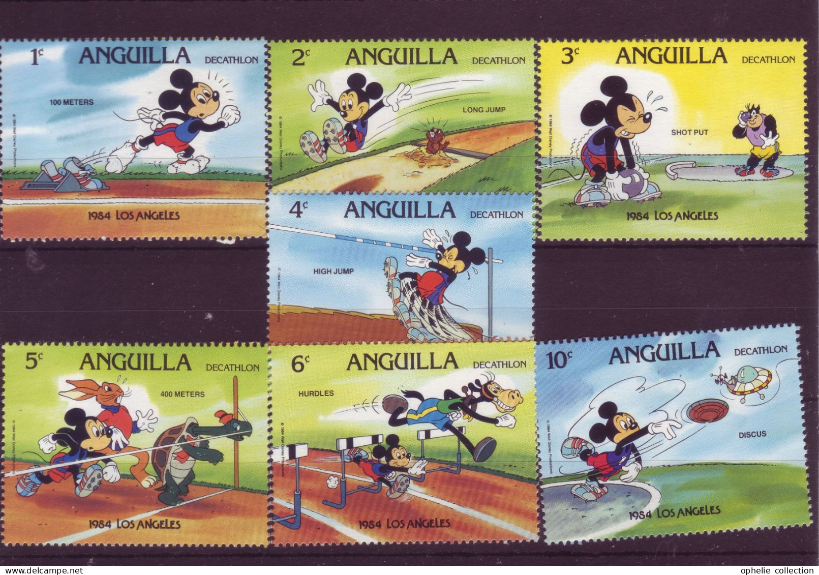 Amérique - Anguilla - Disney - Mickey Decathlon - 7 Timbres Différents - 7280 - Anguilla (1968-...)