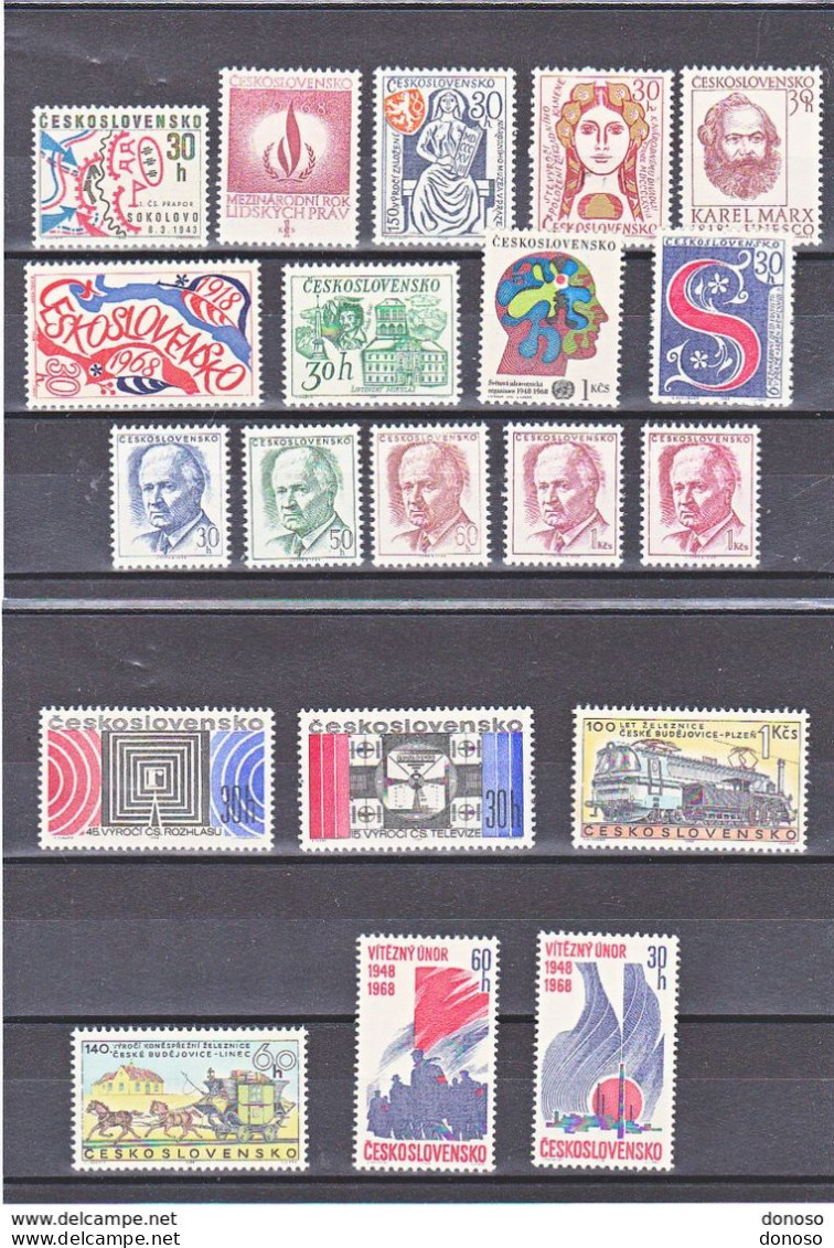 TCHECOSLOVAQUIE  1968 Yvert 1619-1630 + 1637-1638A +1654-1656 NEUF** MNH Cote : 13,40 Euros - Ungebraucht