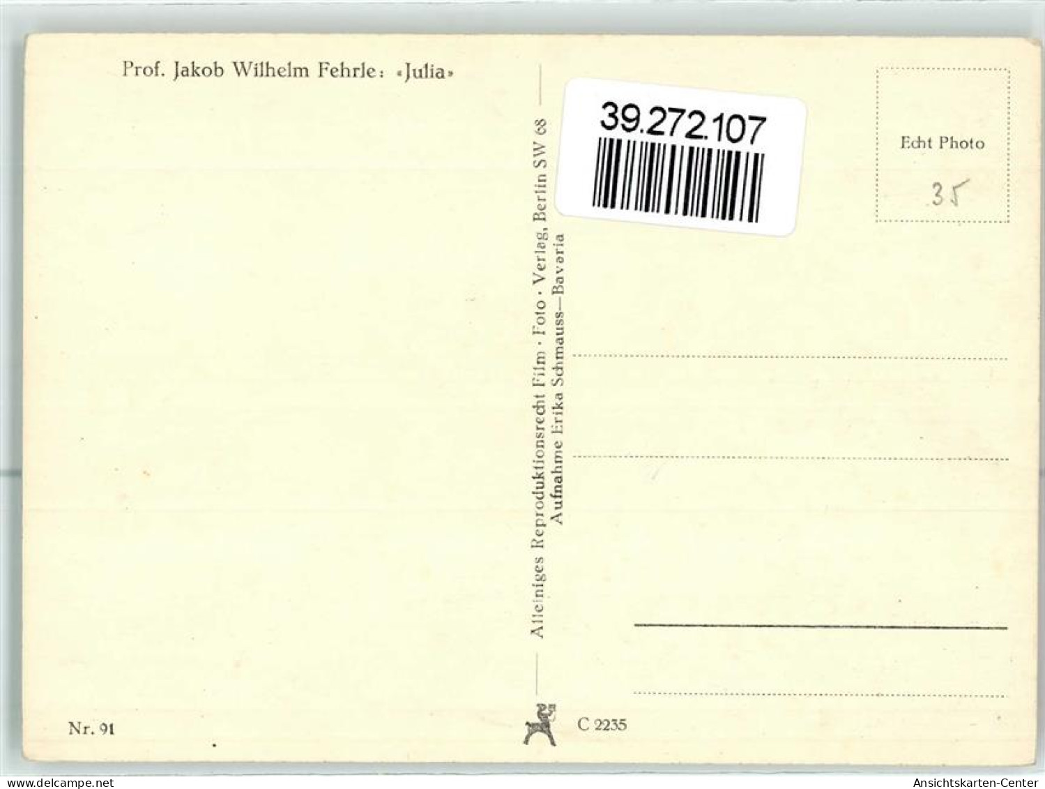 39272107 - Wilhelm Fehrle Julia Filmfoto Verlag Nr. 91 AK - Sonstige & Ohne Zuordnung