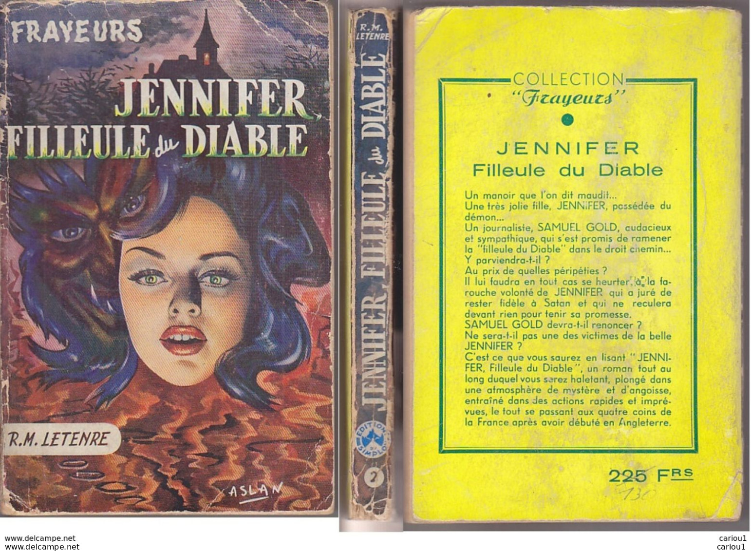 C1  R.M LETENRE Jennifer Filleule Du Diable FRAYEURS # 2 1954 EO Epuise ASLAN Port Inclus France - Autres & Non Classés
