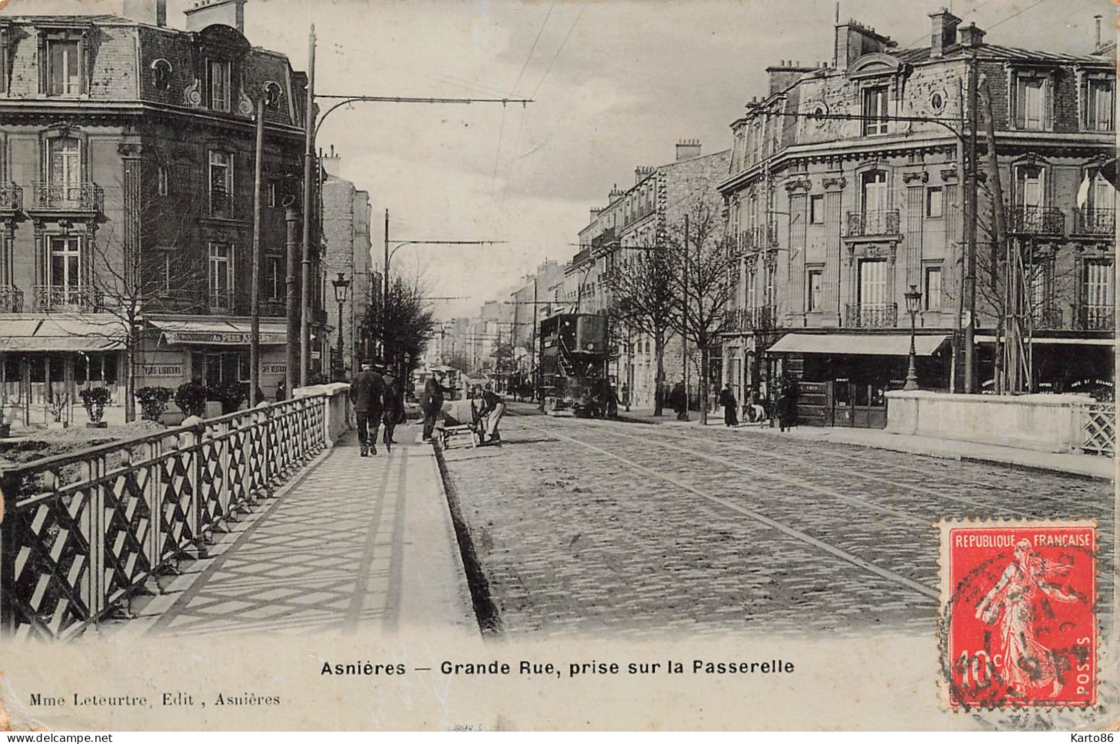 Asnières * Grande Rue , Prise De La Passerelle * Tram Tramway - Asnieres Sur Seine