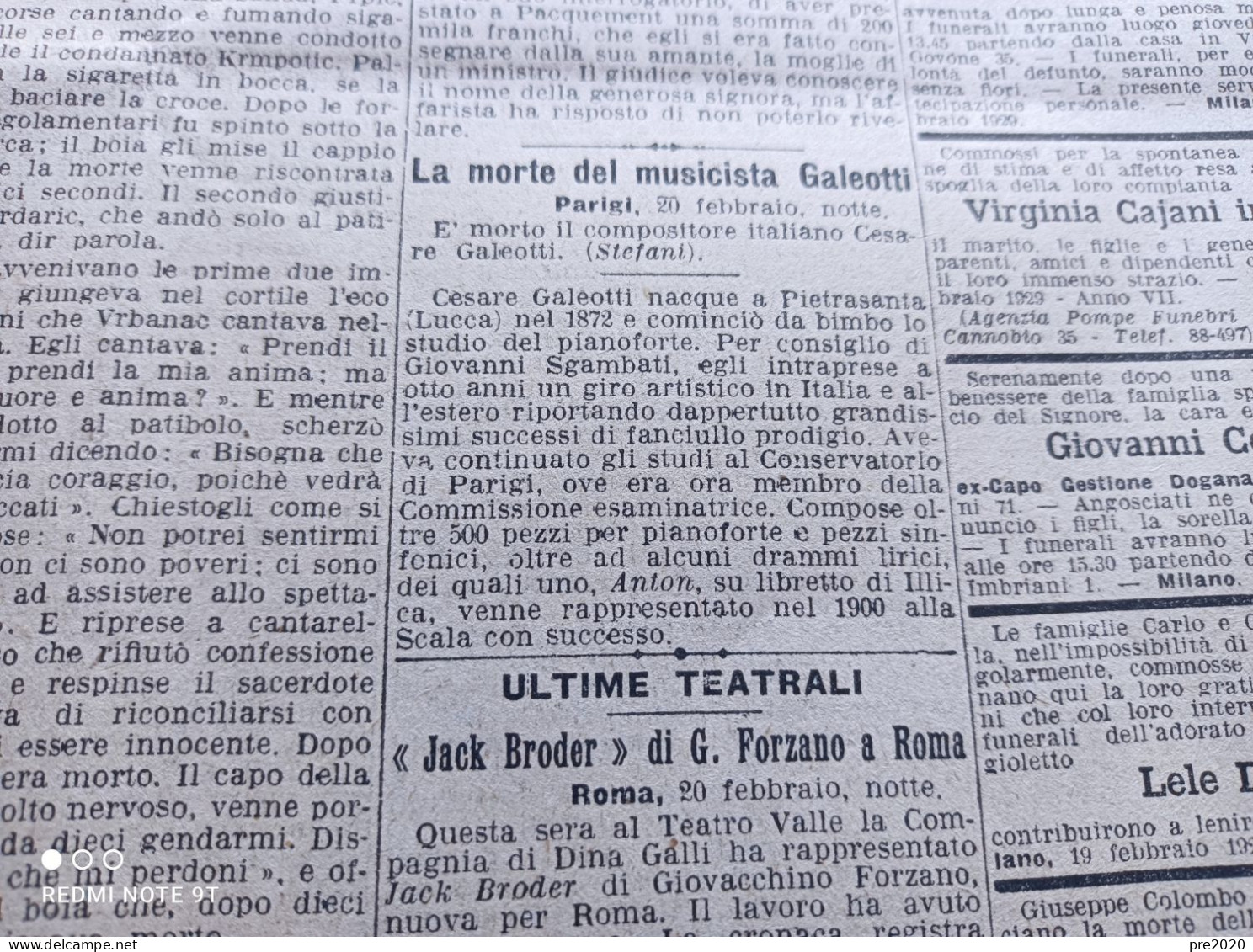 CORRIERE DELLA SERA 21/2/1929 BASILIO E MICHELE CASCELLA ORTONA PIETRASANTA - Other & Unclassified