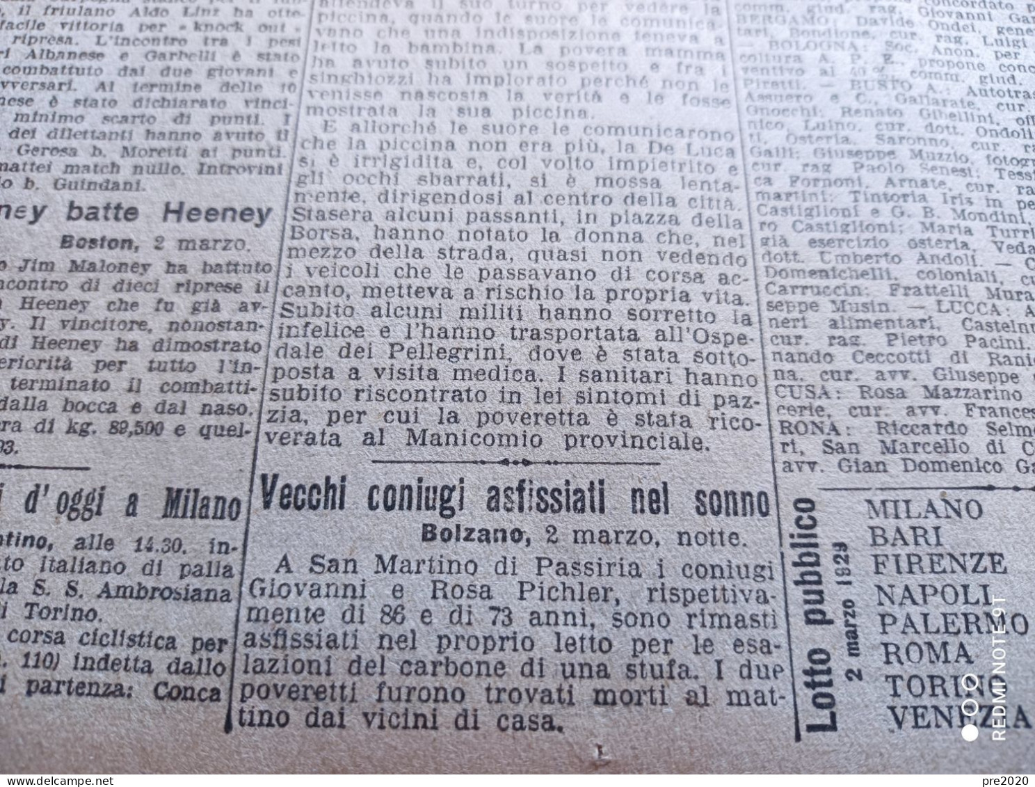 CORRIERE DELLA SERA 3/3/1929 SAN MARTINO DI PASSIRIA - Other & Unclassified